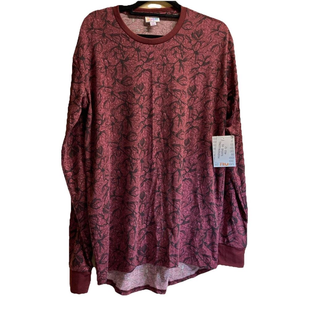 XS LulaRoe Hudson Long Sleeve Maroon Floral